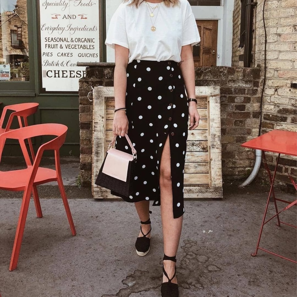 NWT Free People Black Retro Love Midi Skirt - Picture 2 of 7